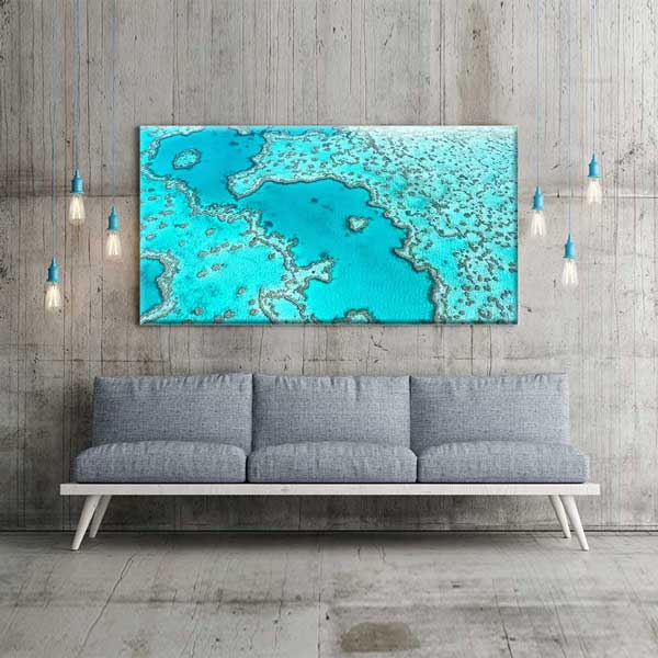 Turkuaz Lagün ve Mercan Resifi Üstten Görünüm Deniz Temalı Duvar Tablosu 4586