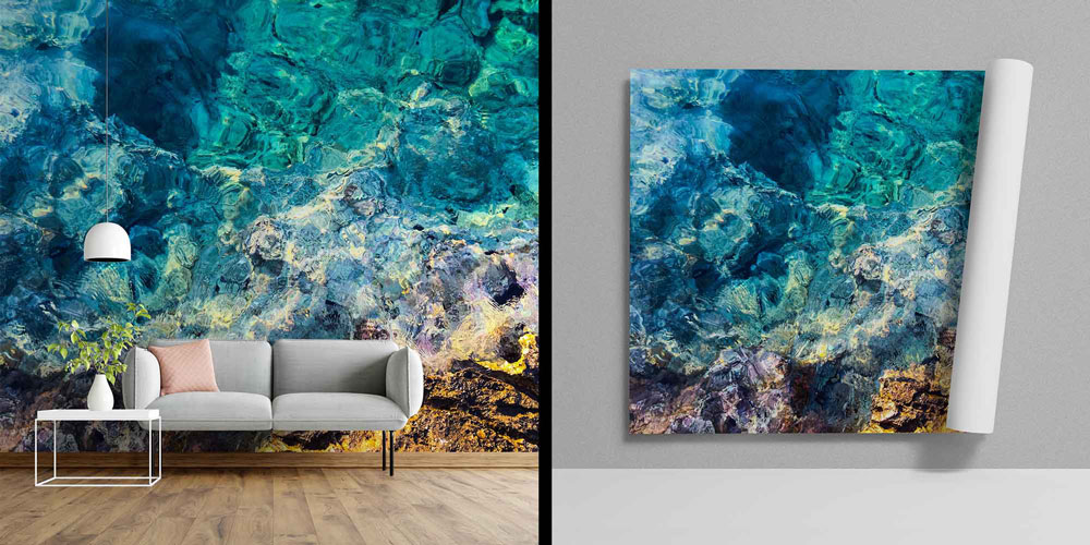 Berrak Su ve Kayalık Kıyı Dokulu Duvar Kağıdı 4607