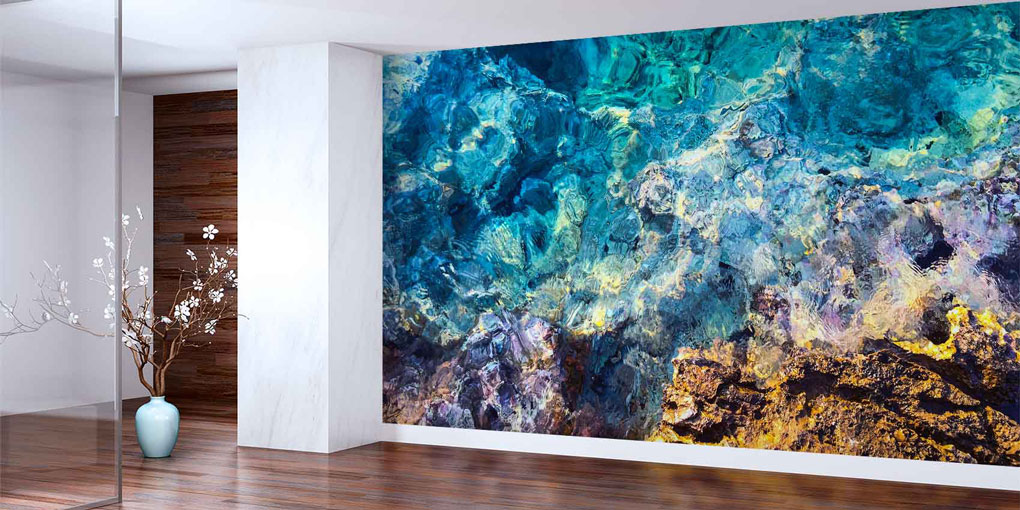 Berrak Su ve Kayalık Kıyı Dokulu Duvar Kağıdı 4607