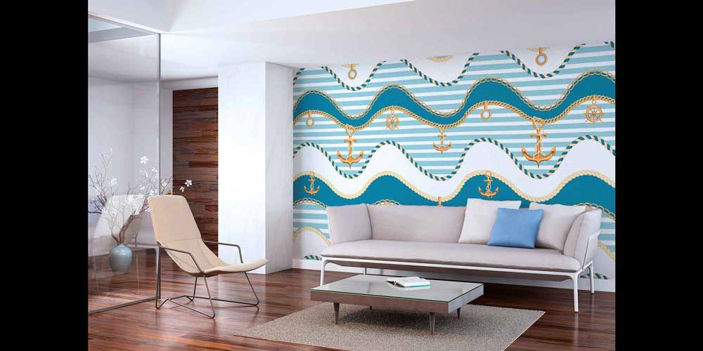 Çapa ve Halat Desenli Deniz Temalı Duvar Kağıdı 4624