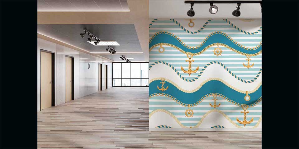 Çapa ve Halat Desenli Deniz Temalı Duvar Kağıdı 4624