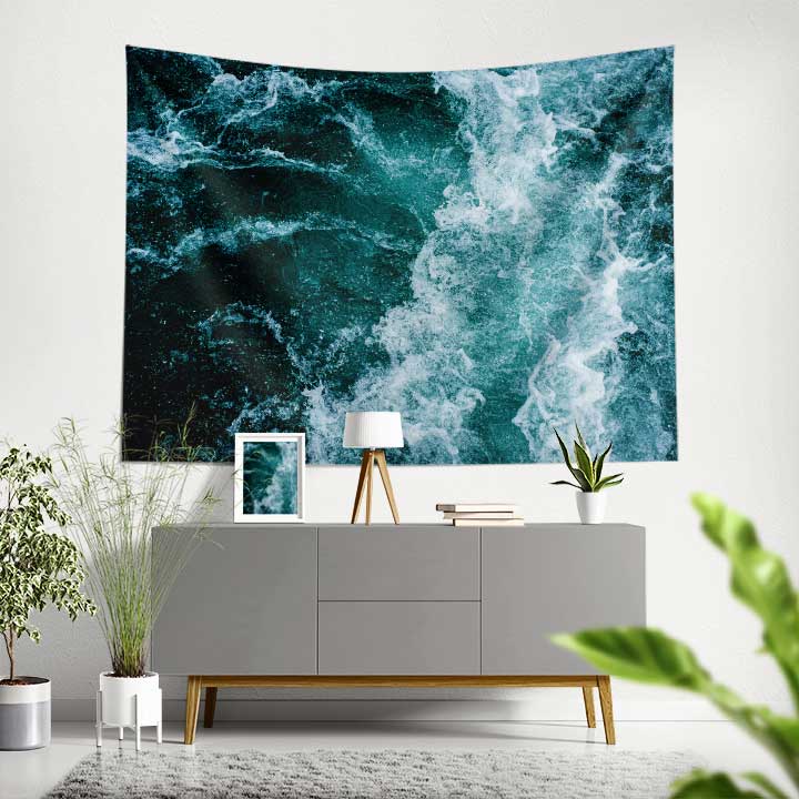 Köpüklü Dalgalı Deniz Yüzeyi Manzaralı Duvar Örtüsü 4633