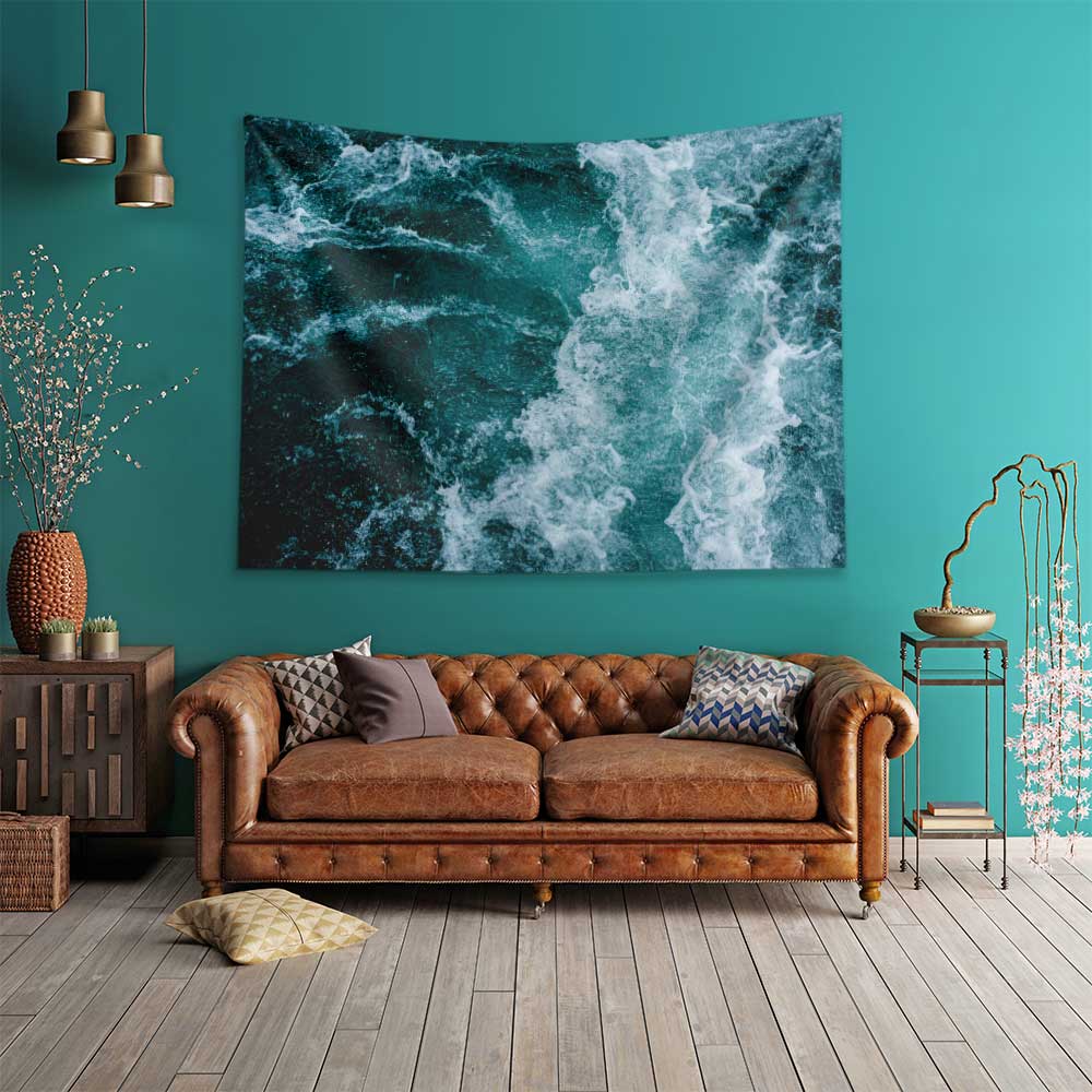 Köpüklü Dalgalı Deniz Yüzeyi Manzaralı Duvar Örtüsü 4633