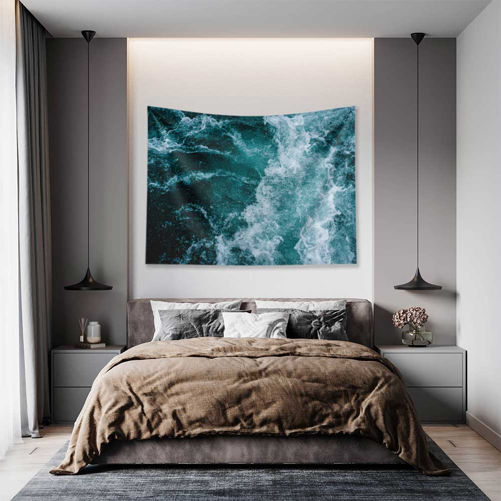 Köpüklü Dalgalı Deniz Yüzeyi Manzaralı Duvar Örtüsü 4633