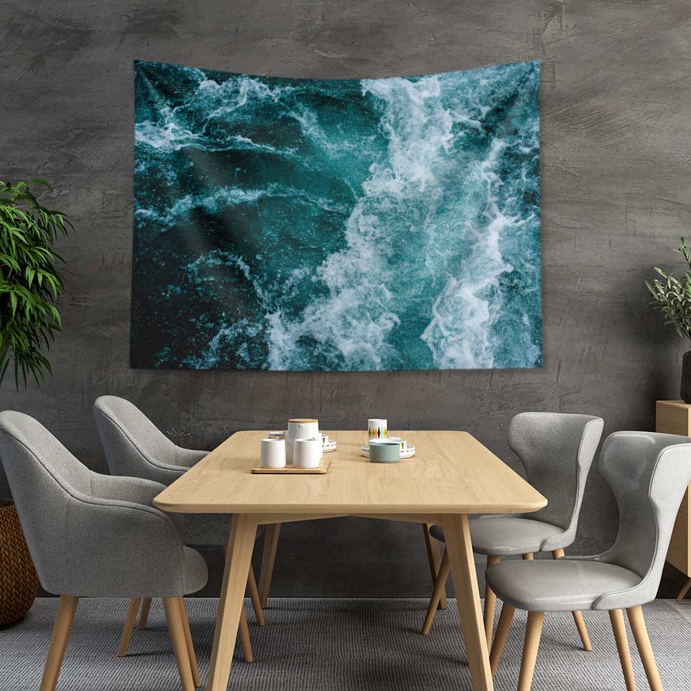 Köpüklü Dalgalı Deniz Yüzeyi Manzaralı Duvar Örtüsü 4633