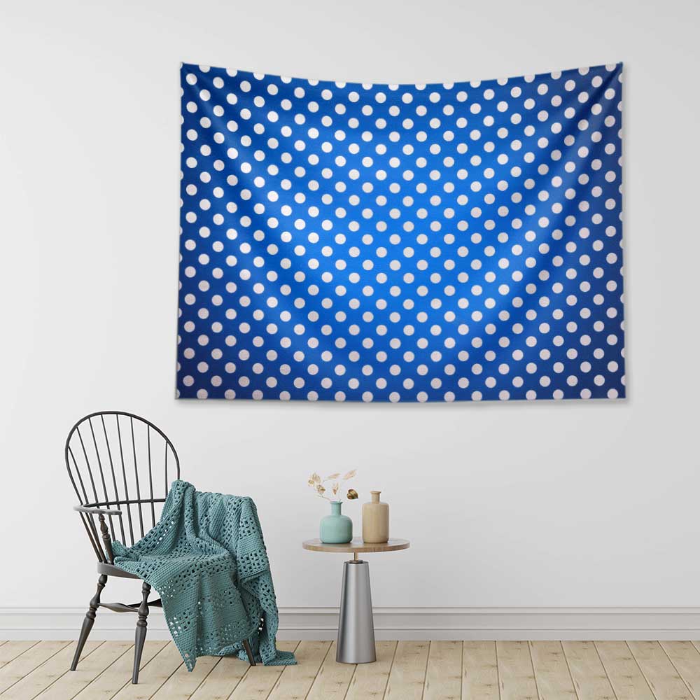 Mavi Puantiye Desenli Deniz Temalı Duvar Örtüsü 4643