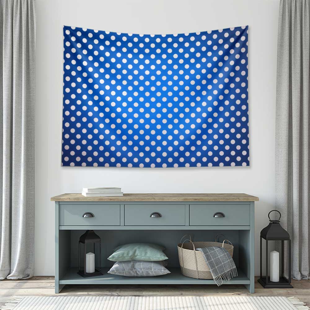 Mavi Puantiye Desenli Deniz Temalı Duvar Örtüsü 4643