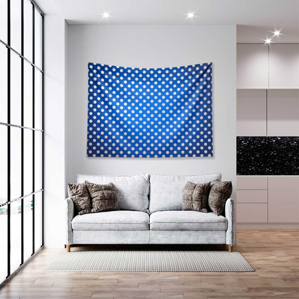 Mavi Puantiye Desenli Deniz Temalı Duvar Örtüsü 4643