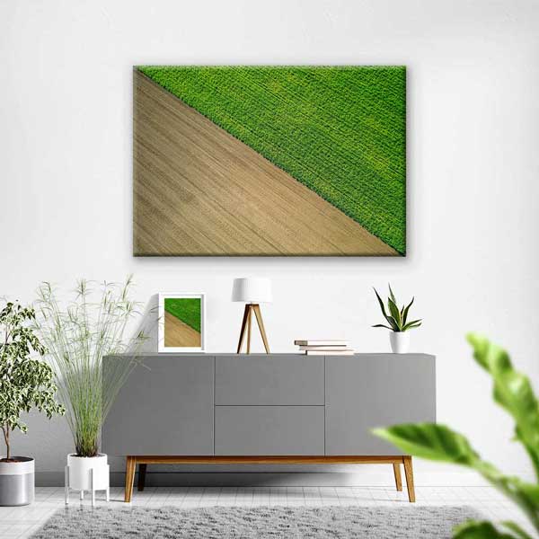 Yeşil ve Sürülmüş Tarla Kontrastı Kanvas Tablo 4685