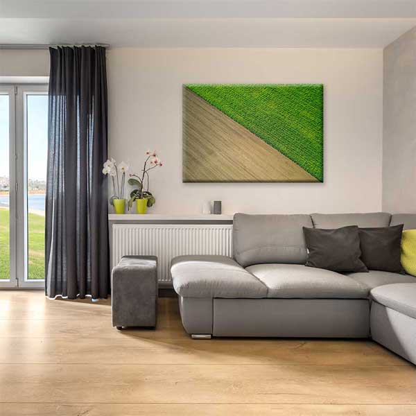 Yeşil ve Sürülmüş Tarla Kontrastı Kanvas Tablo 4685