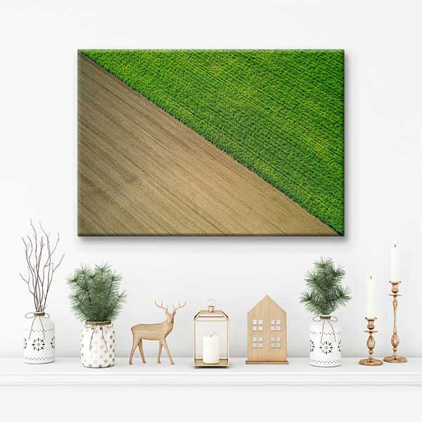 Yeşil ve Sürülmüş Tarla Kontrastı Kanvas Tablo 4685