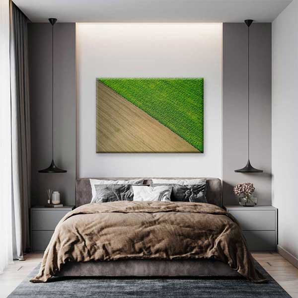 Yeşil ve Sürülmüş Tarla Kontrastı Kanvas Tablo 4685