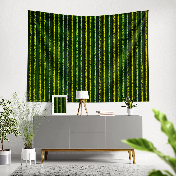 Yeşil Bağ Sıraları Havadan Görünüm Kır Manzarası Duvar Örtüsü Kumaş Baskı 4736