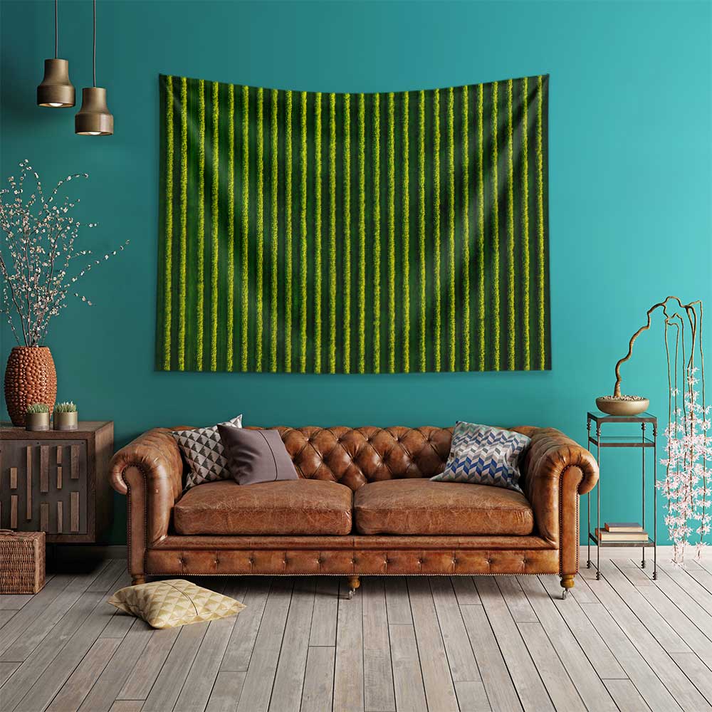 Yeşil Bağ Sıraları Havadan Görünüm Kır Manzarası Duvar Örtüsü Kumaş Baskı 4736