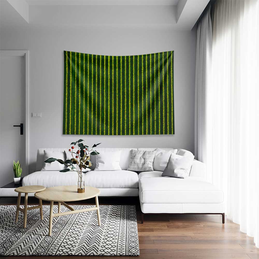 Yeşil Bağ Sıraları Havadan Görünüm Kır Manzarası Duvar Örtüsü Kumaş Baskı 4736