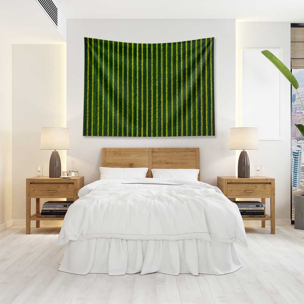 Yeşil Bağ Sıraları Havadan Görünüm Kır Manzarası Duvar Örtüsü Kumaş Baskı 4736