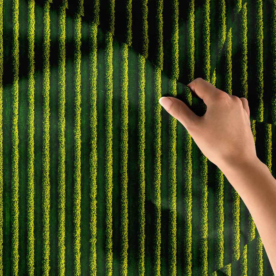 Yeşil Bağ Sıraları Havadan Görünüm Kır Manzarası Duvar Örtüsü Kumaş Baskı 4736