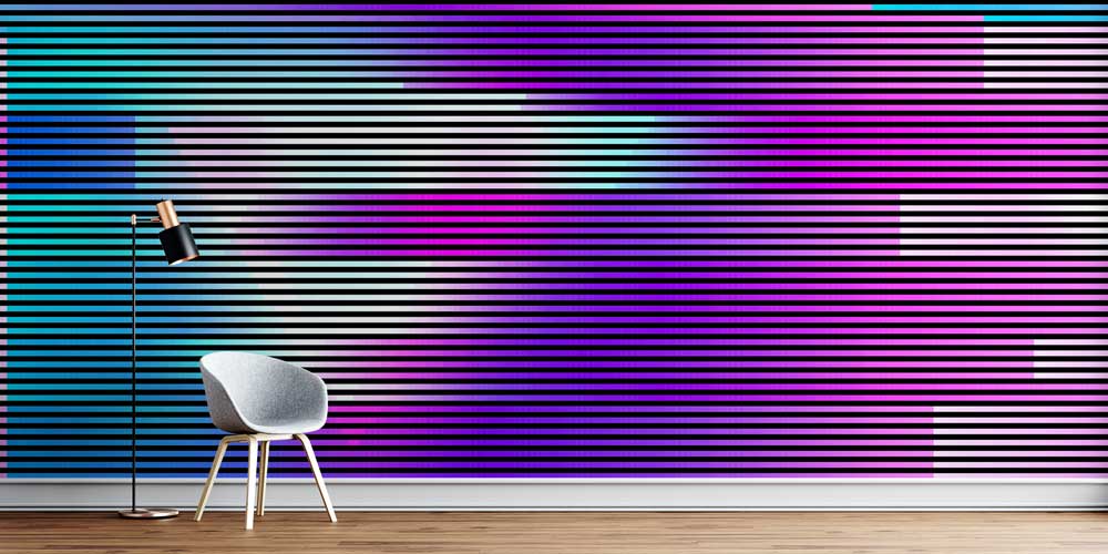 Soyut Çizgisel Renk Blokları Dijital Sanat Duvar Dekoru 4827