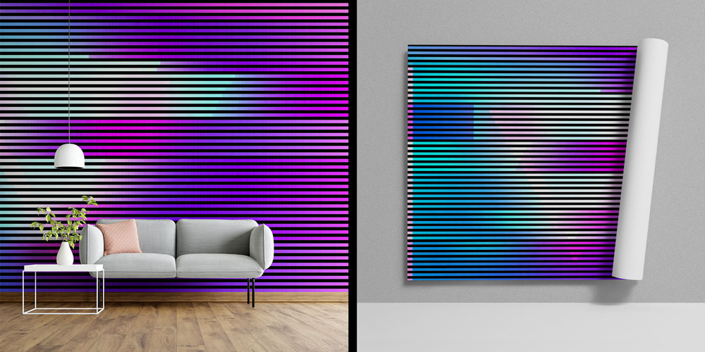 Soyut Çizgisel Renk Blokları Dijital Sanat Duvar Dekoru 4827