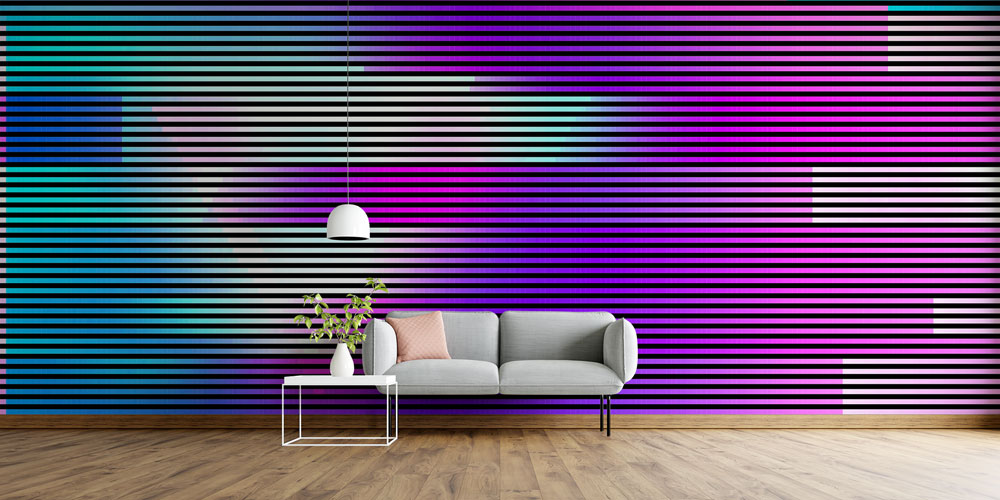 Soyut Çizgisel Renk Blokları Dijital Sanat Duvar Dekoru 4827