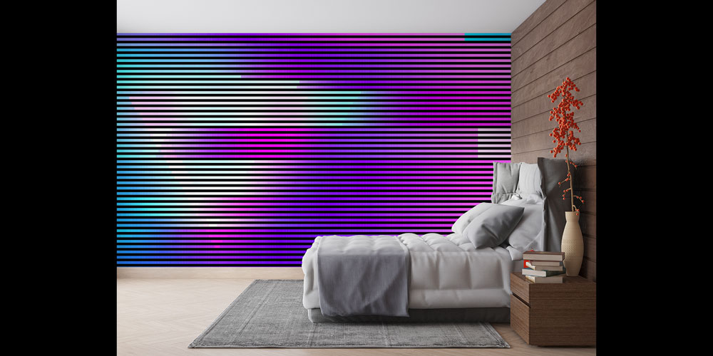 Soyut Çizgisel Renk Blokları Dijital Sanat Duvar Dekoru 4827