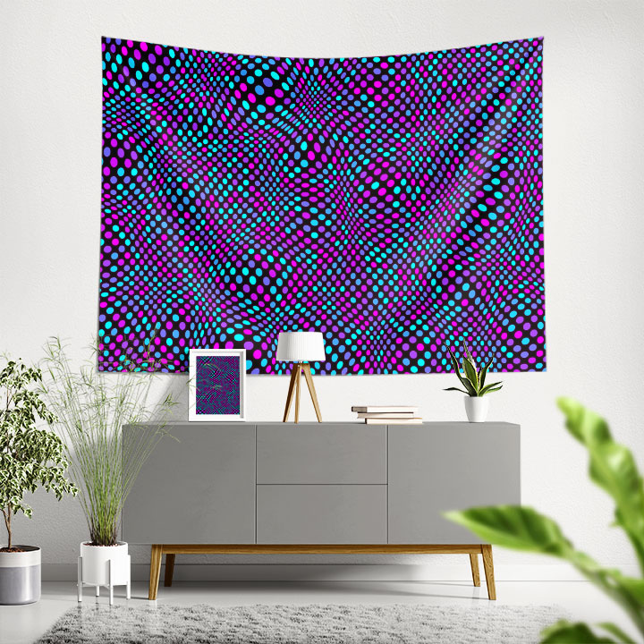 Akışkan Nokta Desenli Dijital Sanat Duvar Örtüsü 4875