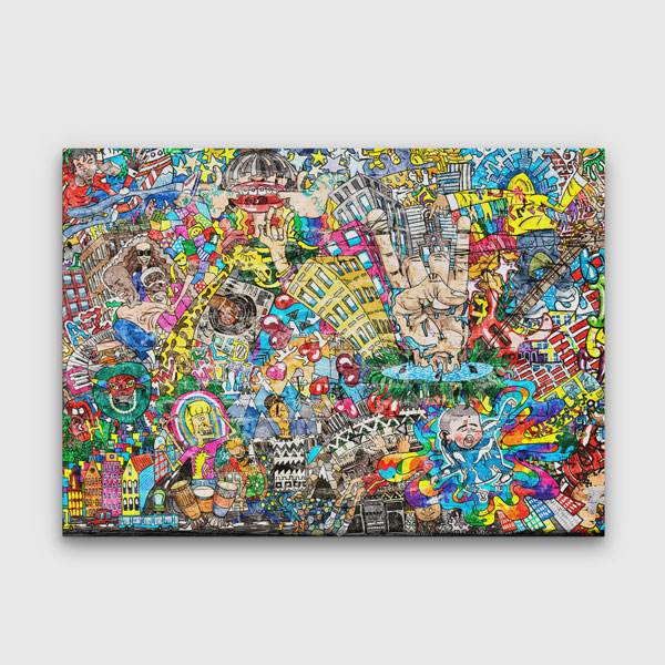 Şehir Kolajı Grafiti Duvar Tablosu 4989