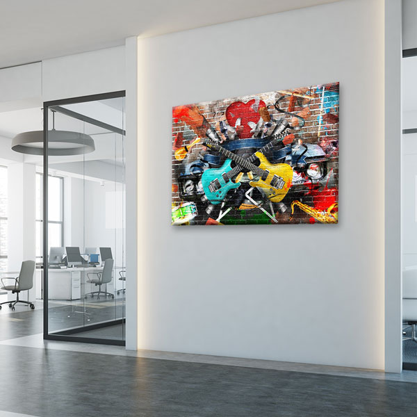 Renkli Gitarlar ve Müzik Temalı Modern Kanvas Tablo 5044