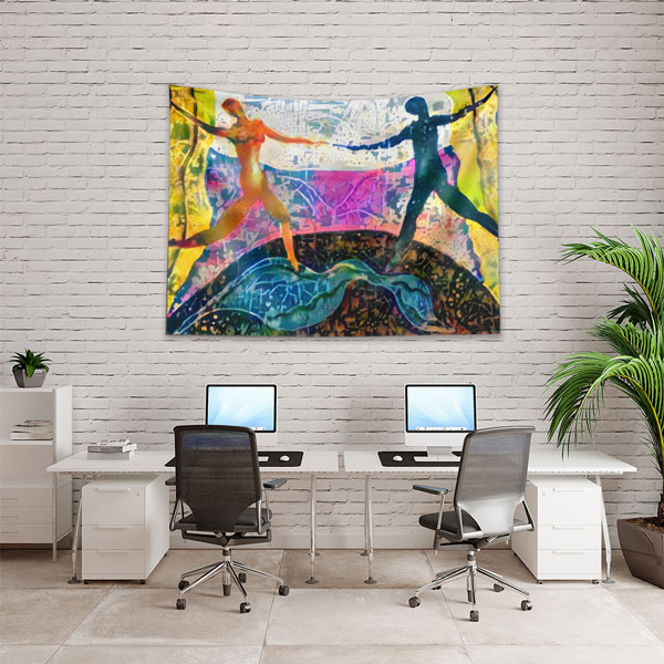Karşılıklı Dans Eden Figürler Temalı Sanatsal Duvar Örtüsü 5086