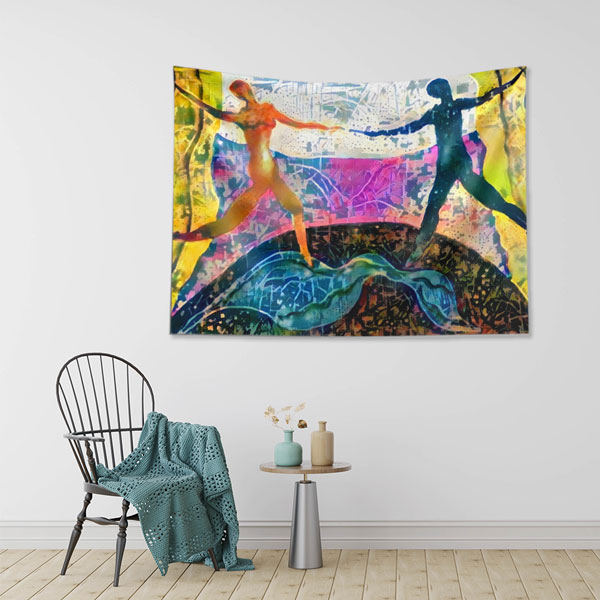Karşılıklı Dans Eden Figürler Temalı Sanatsal Duvar Örtüsü 5086