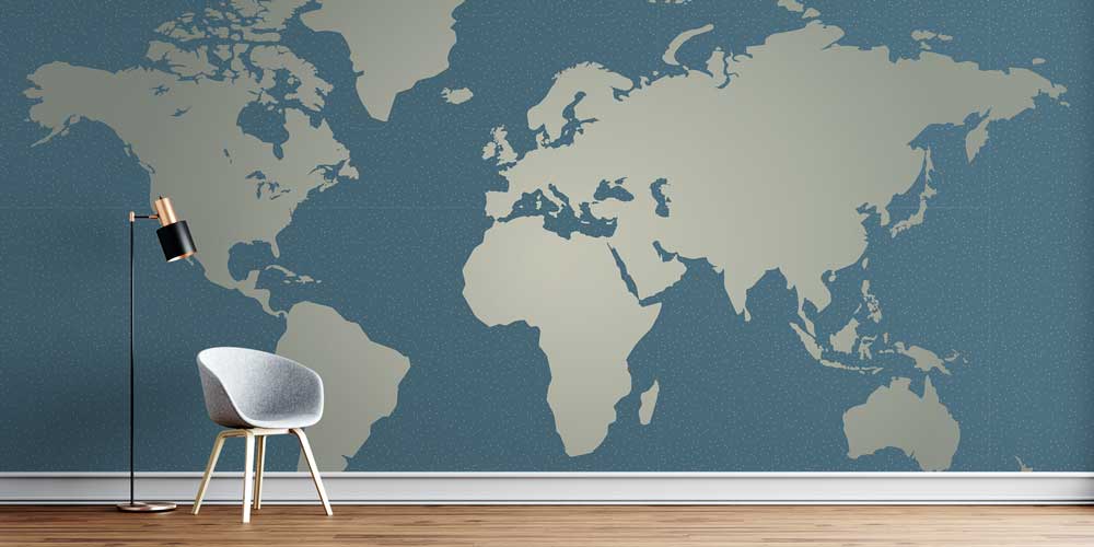 Minimal Dünya Haritası Harita Sanatı Duvar Kağıdı 5121
