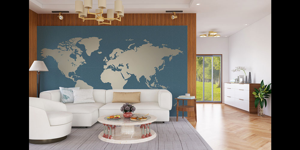 Minimal Dünya Haritası Harita Sanatı Duvar Kağıdı 5121