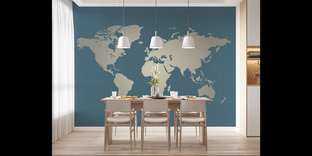 Minimal Dünya Haritası Harita Sanatı Duvar Kağıdı 5121