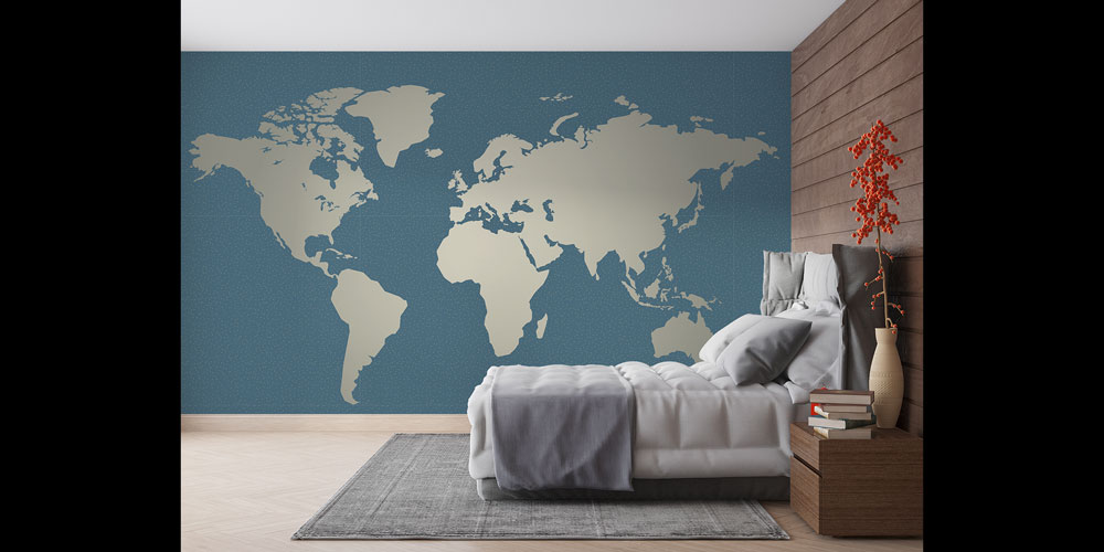 Minimal Dünya Haritası Harita Sanatı Duvar Kağıdı 5121