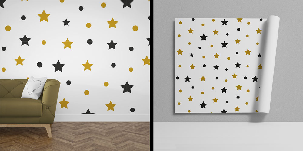 Siyah Altın Yıldız Desenli Desen Sanatı Duvar Kaplaması 5173