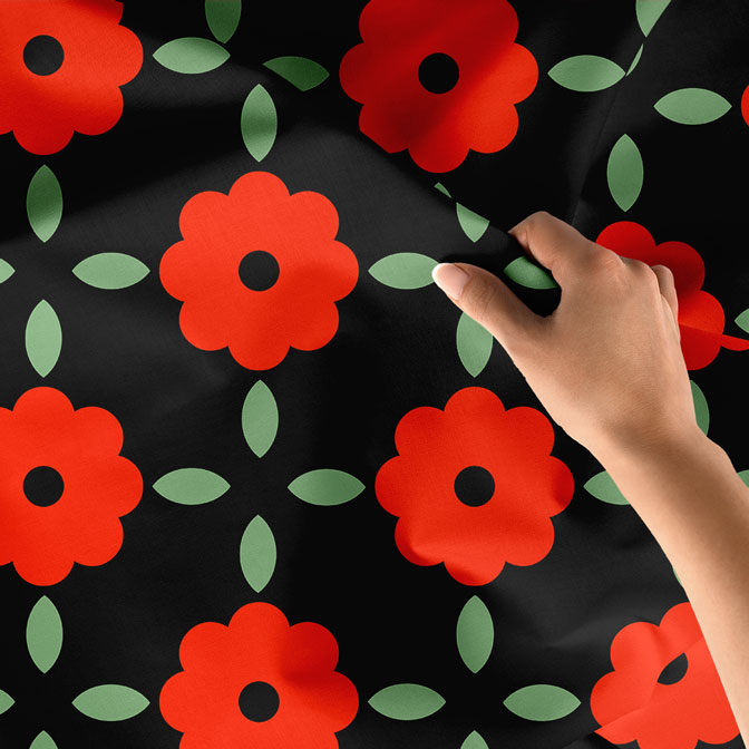 Kırmızı Çiçek Motifli Desen Sanatı Duvar Örtüsü 5196