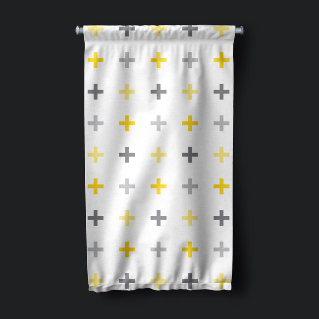 Minimal Artı Motifli Geometrik Desen Duvar Flaması 5204