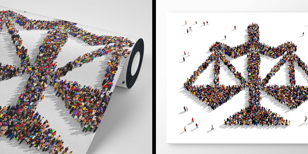 duvar-dekoru-5283-05 Hukuk Temalı Duvar Kağıdı – İnsan Figürleri ile Adalet Terazisi Tasarımı 5283