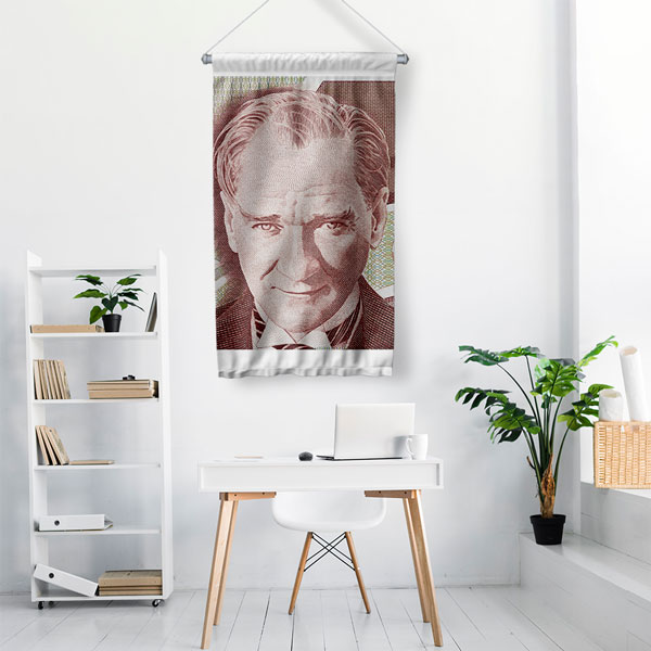 Atatürk Portresi Tasarımlı Duvar Flaması Kumaş Baskı 5364