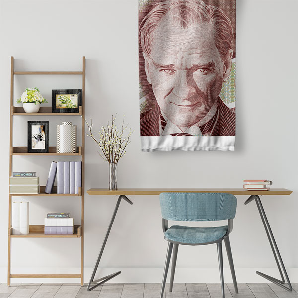 Atatürk Portresi Tasarımlı Duvar Flaması Kumaş Baskı 5364