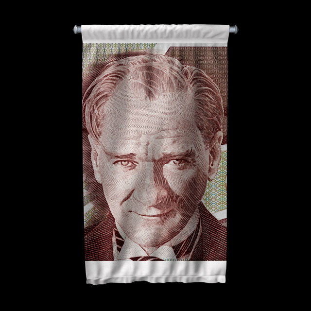 Atatürk Portresi Tasarımlı Duvar Flaması Kumaş Baskı 5364