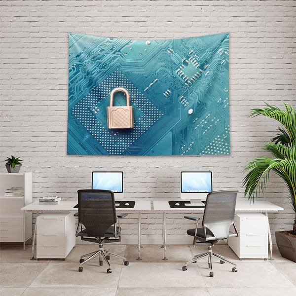 Siber Güvenlik ve Devre Kartı Tasarımlı Teknoloji Duvar Örtüsü 5410