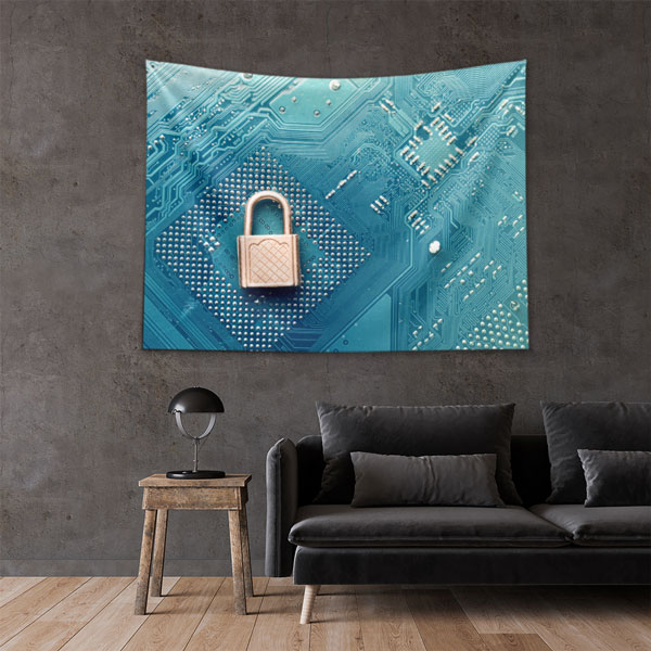 Siber Güvenlik ve Devre Kartı Tasarımlı Teknoloji Duvar Örtüsü 5410