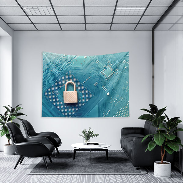 Siber Güvenlik ve Devre Kartı Tasarımlı Teknoloji Duvar Örtüsü 5410