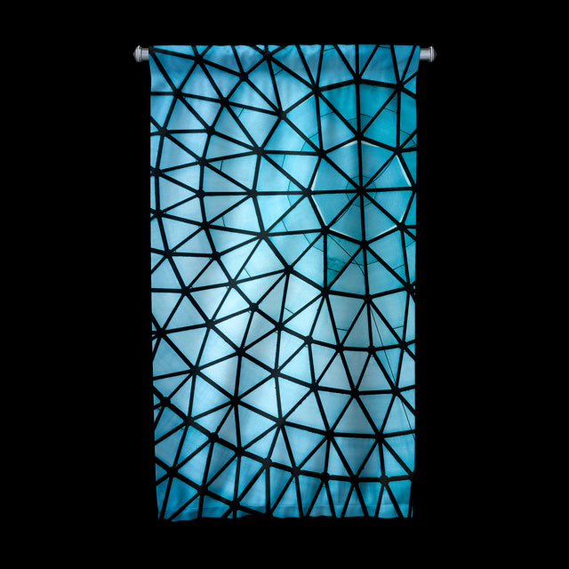 duvar-dekoru-5618-04 Mavi Geometrik Desenli Duvar Flaması Kumaş Baskı 5618