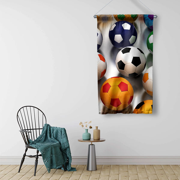 Renkli Futbol Topları Duvar Flaması 5890
