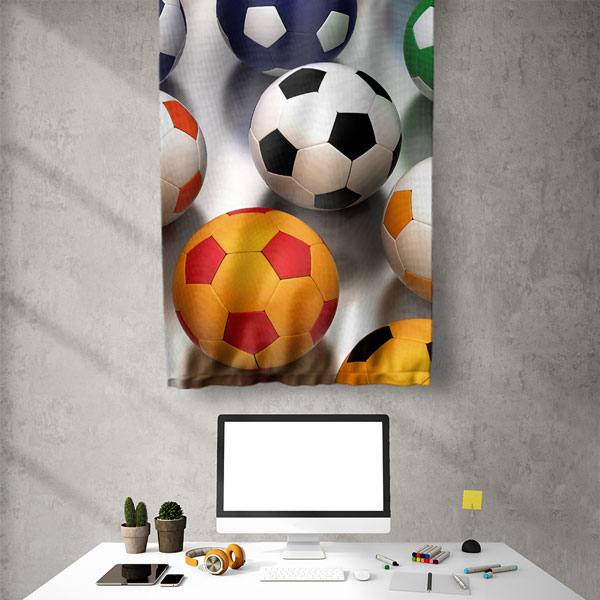 Renkli Futbol Topları Duvar Flaması 5890