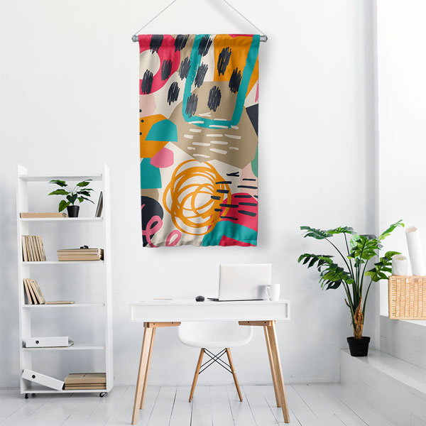 Renkli Soyut Desenli Minimal Duvar Flaması 6310