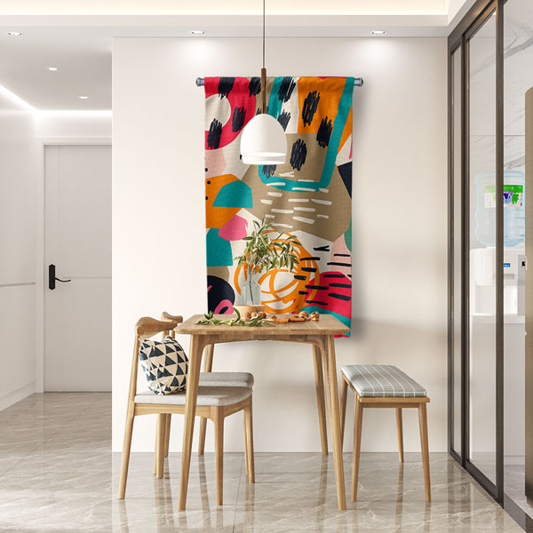 Renkli Soyut Desenli Minimal Duvar Flaması 6310