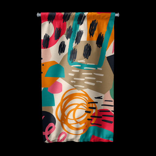 Renkli Soyut Desenli Minimal Duvar Flaması 6310